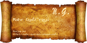 Mahr Györgyi névjegykártya